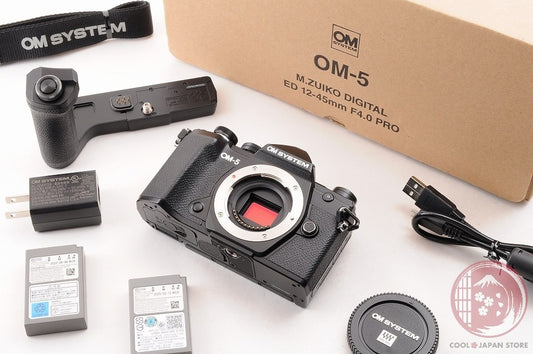 [ 3240 shots TOP MINT w/Camera Grip in Box ] Olympus OM-5 Black from Japan Cl81