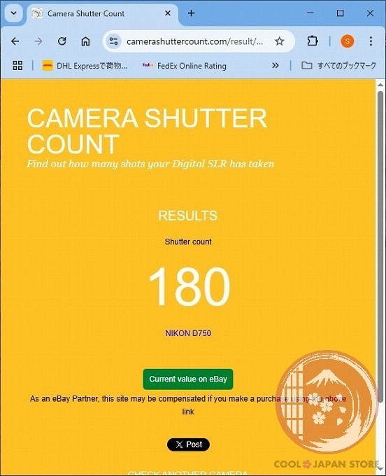 [ 180 shots TOP MINT in Box ] Nikon D750 24.3 MP SLR DSLR FX from Japan Ci14