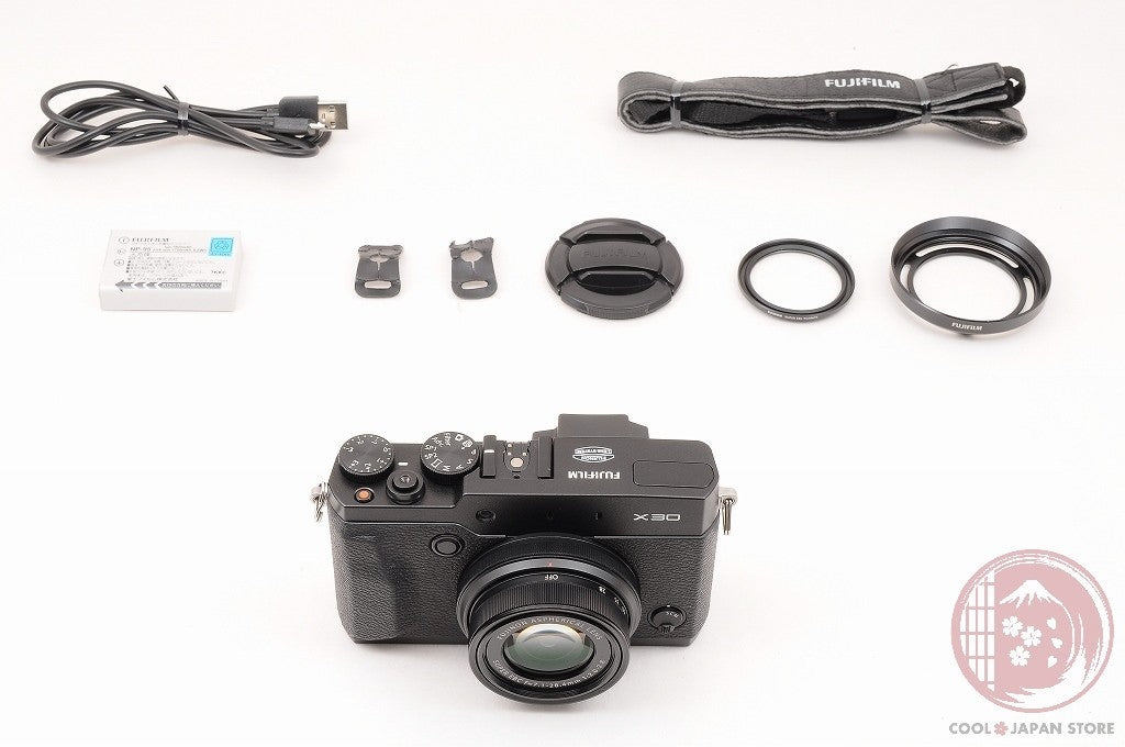 [MINT+ w/ Hood Strap] Fujifilm Fuji X30 Black 12.0MP Digital Camera Cm26