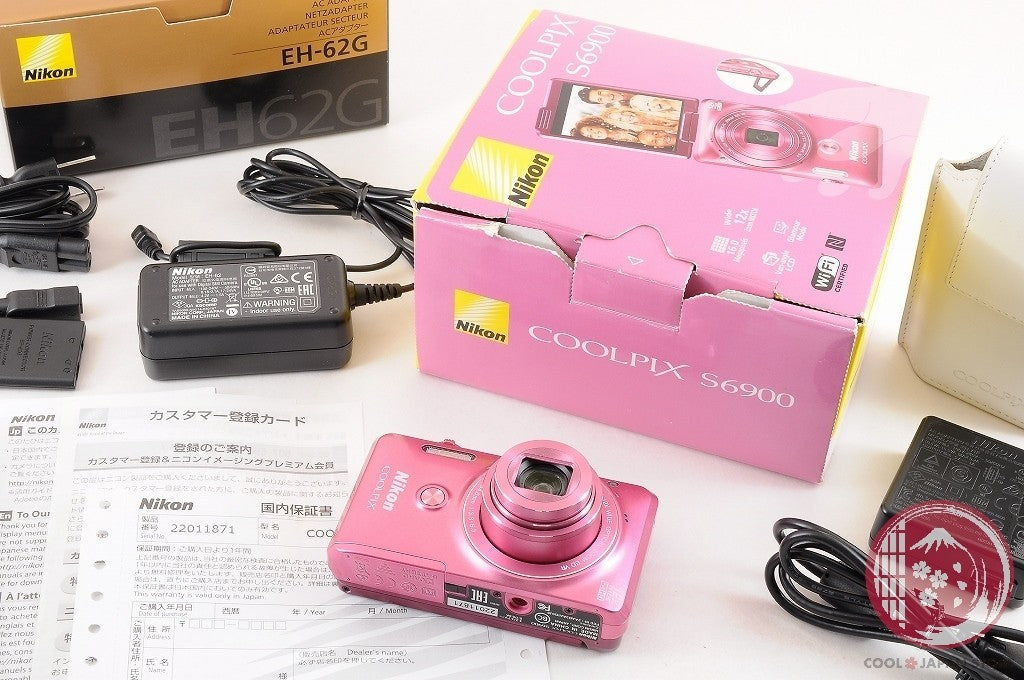 [TOP MINT w/ EH-62G in Box] Nikon Coolpix S6900 Pink from Japan Cm34