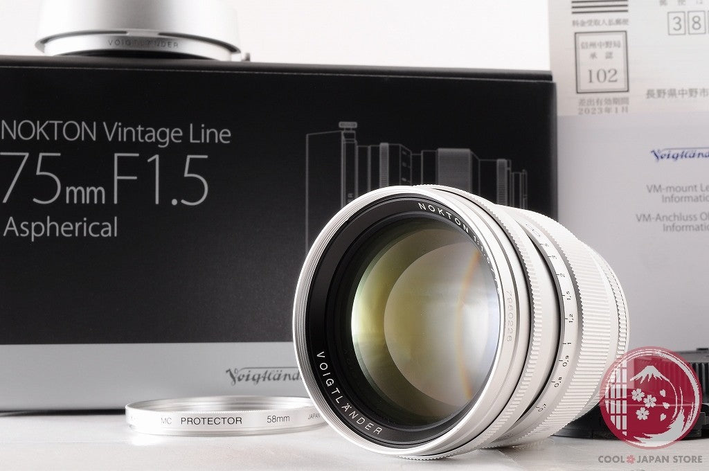 [MINT+ w/ Filter in Box] Voigtlander NOKTON 75mm f/1.5 VM Silver from Japan Ly48